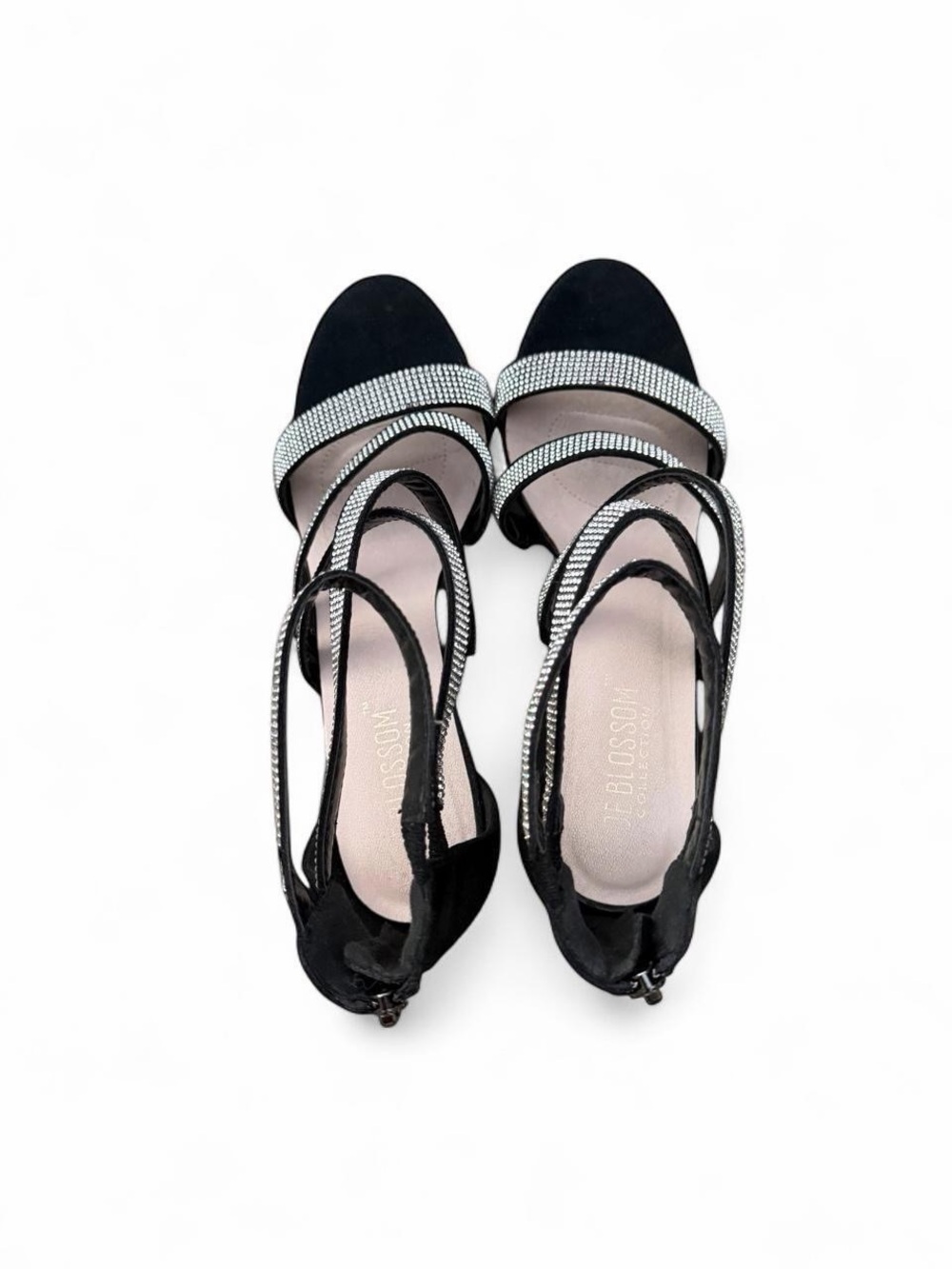 Black Rhinestone Strap heels - Elegant Women's Dress Shoes